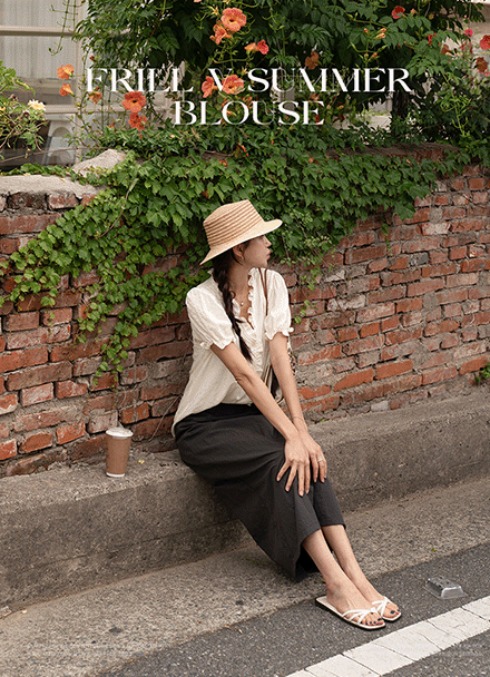 Frill V Summer Blouse Korea