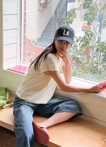 [Special Sale] pastel 절개 캡소매 코튼 T-shirt Korea