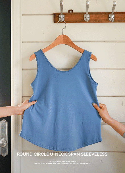 Round Circle U-neck Span Sleeveless shirts Korea