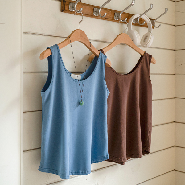 Round Circle U-neck Span Sleeveless shirts