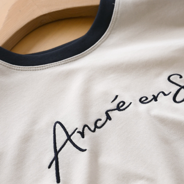 Enjoy Embroidery Color Matching Short-sleeve T-shirt