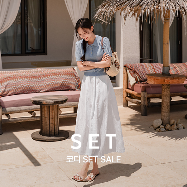 [코디SET] 키작아도 쿨 핀턱 Skirt (여름바스락플레어)+[valyou] Linen 부클 Collar Short-sleeve Knitwear
