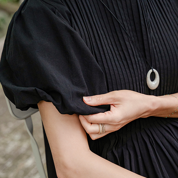 Pintuck Puff Short-sleeve Dress