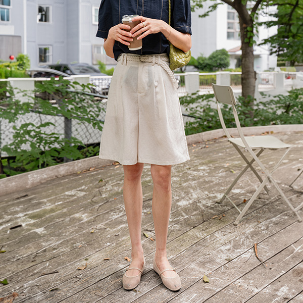Linen Belt Half Slacks
