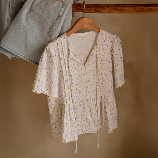 Flower Printed Lace Blouse