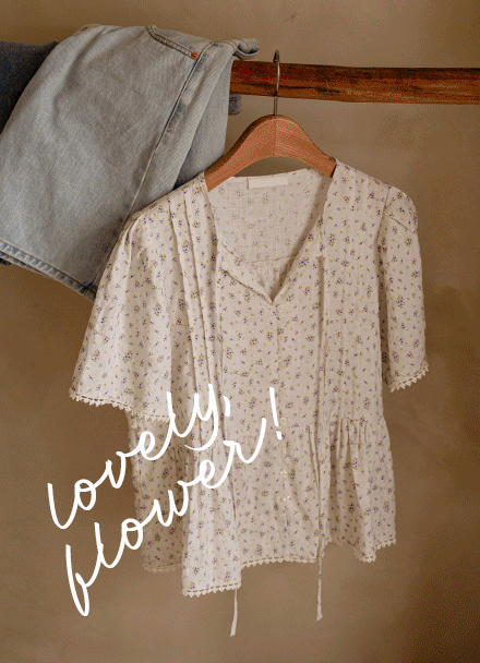 Flower Printed Lace Blouse Korea