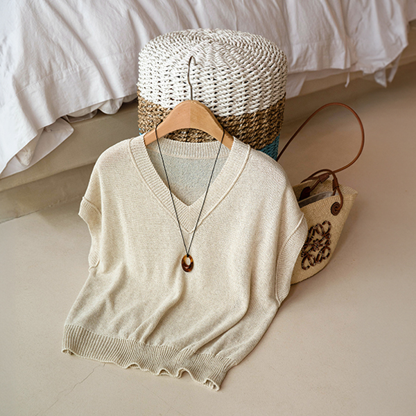 V-neck Linen 캡니트