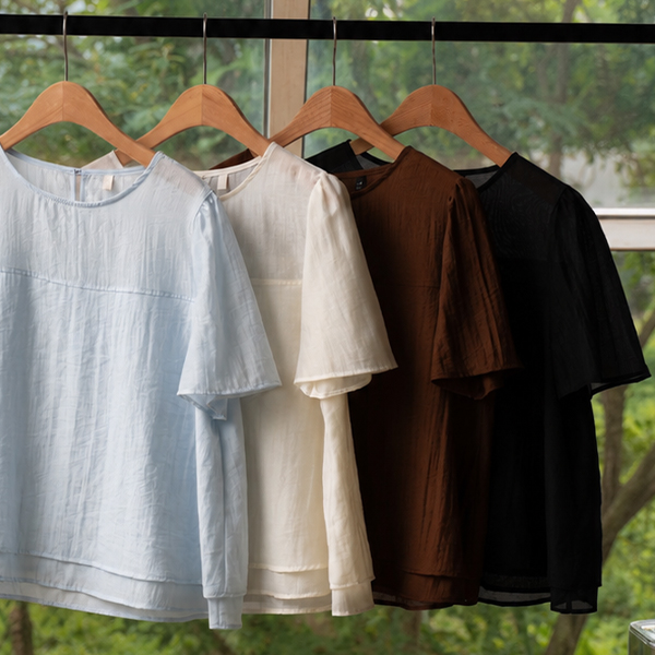 실키 러플 이중 Blouse