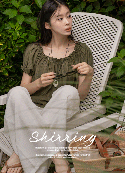 포인티 셔링 Short-sleeve Blouse Korea