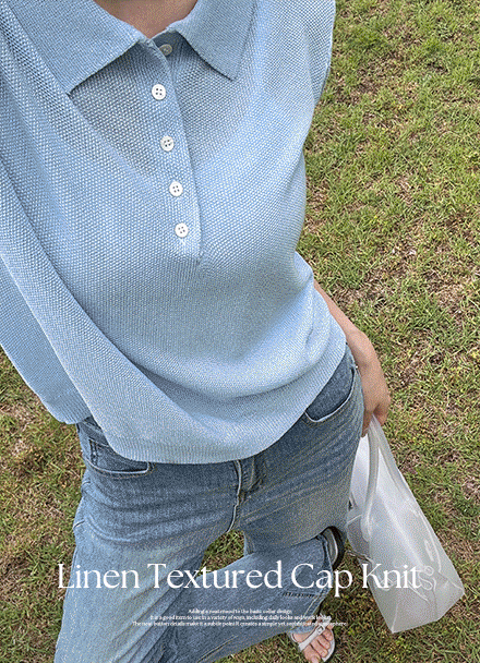Linen Collar 엠보 캡소매 Knitwear Korea