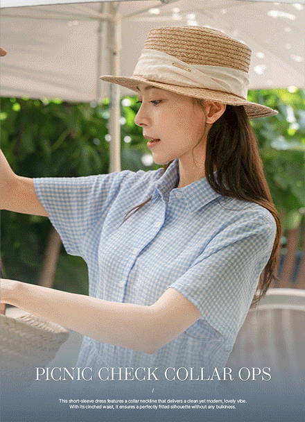 Picnic Check Collar Dress Korea