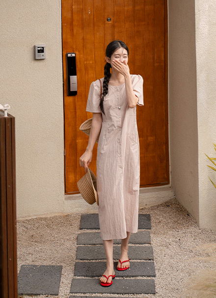 Rustling Pocket Stitch Dress Korea