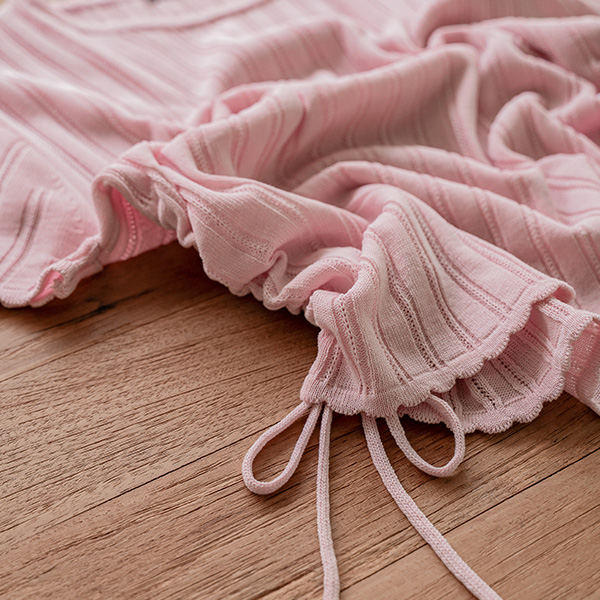 Side Shirring Wave Short-sleeve Knitwear