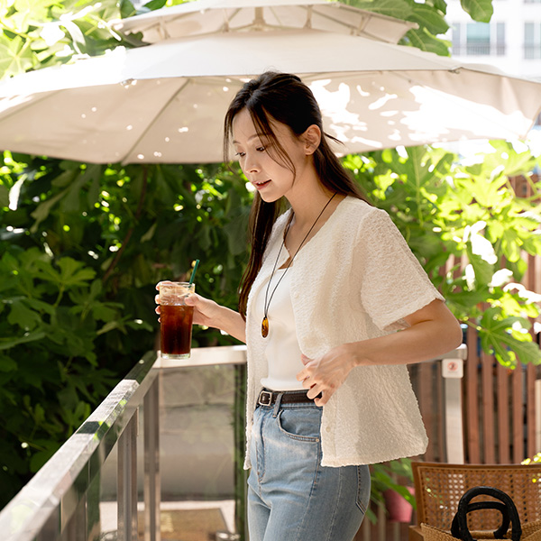 Bydy Wrinkle Free Short-sleeve Cardigan