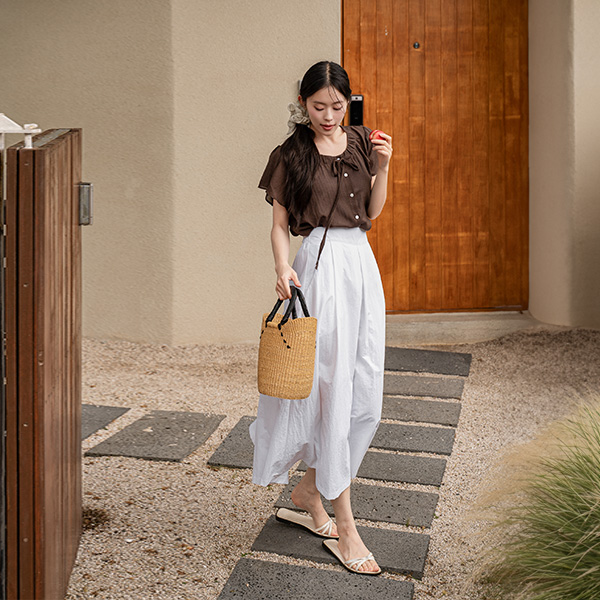 Flare bowknot Short-sleeve Blouse