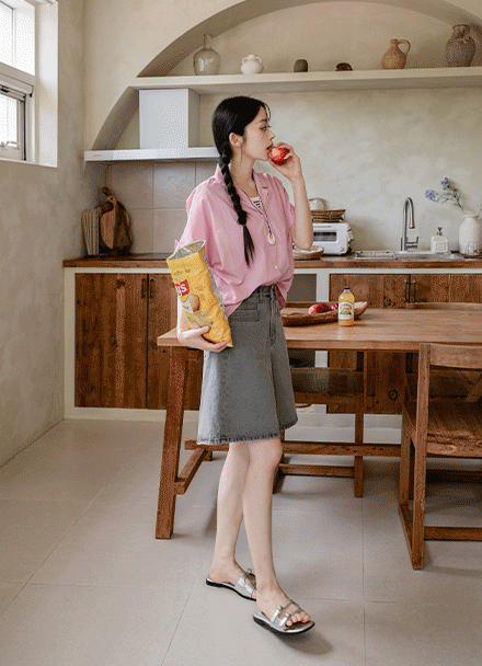 Clean Collar Cap Sleeve Rustle Shirt Korea
