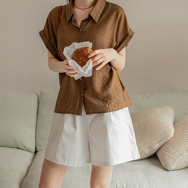 Cover 시어서커 캡소매 Shirt