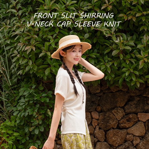 앞트임 셔링 V넥 캡소매 Knitwear