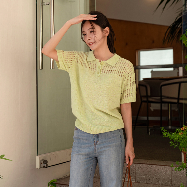 Almond Punching Collar Knitwear