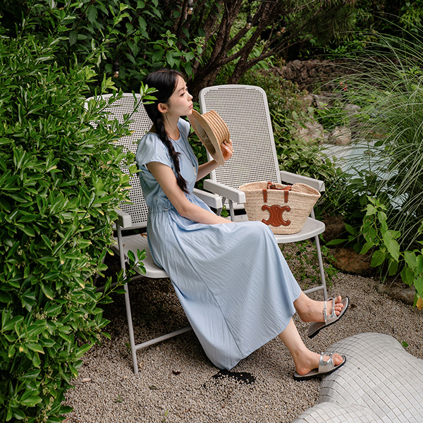 String Cap Sleeve Shirring Dress