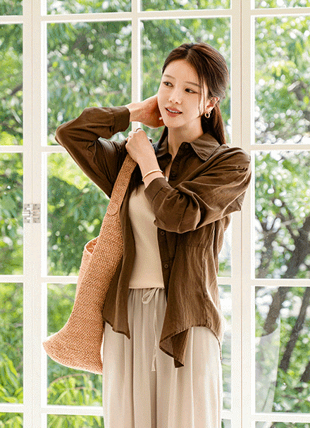 Sand Unbalanced Button Shirt Korea
