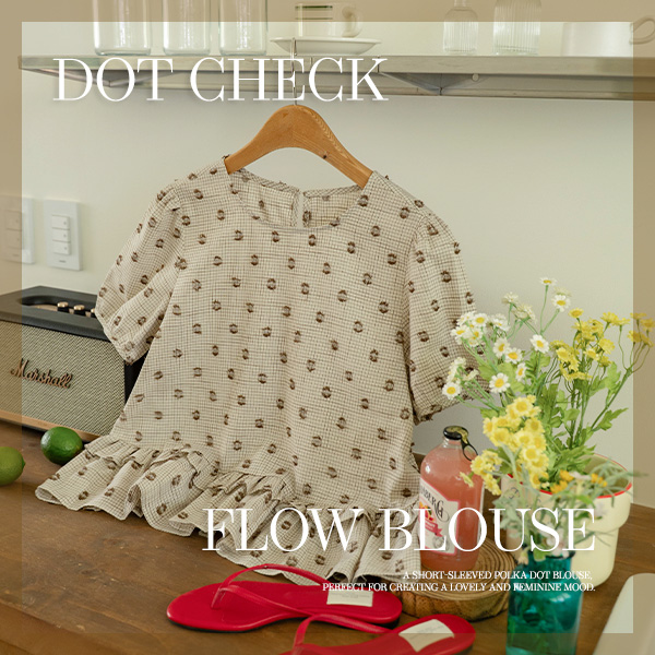 Dot Check Flow Blouse