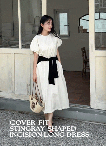 Cover-fit Stingray Incision Long Dress Korea