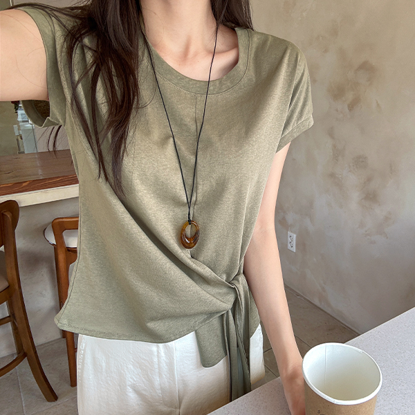 Slab Cross Point Cap Sleeve T-shirt