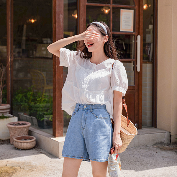 리브 자수 Freel Blouse