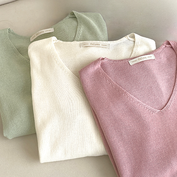 [valyou] All-V short-sleeved knitwear