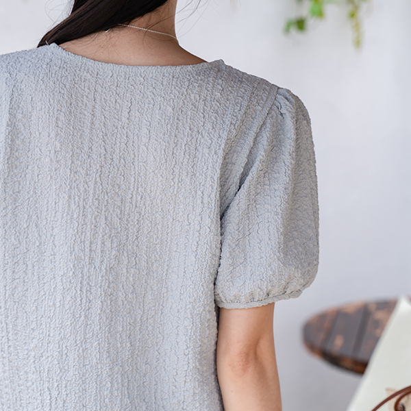 Wrinkle Volume Puff Blouse T-shirt