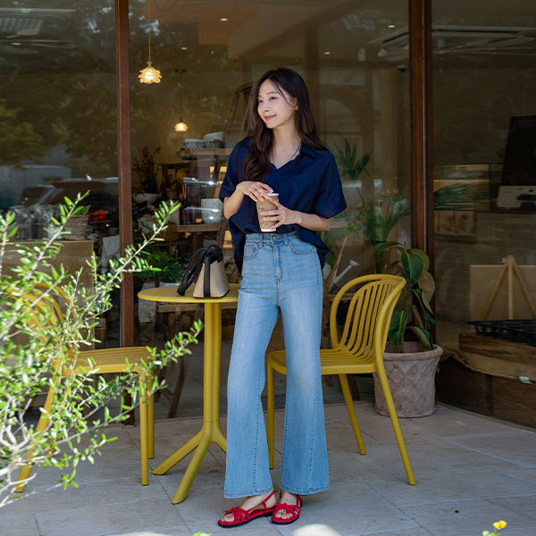 Open Frill Linen Shirt Blouse