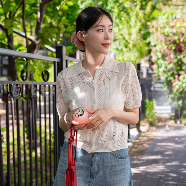 Vanilla Scratch Collar Short-sleeve Knitwear