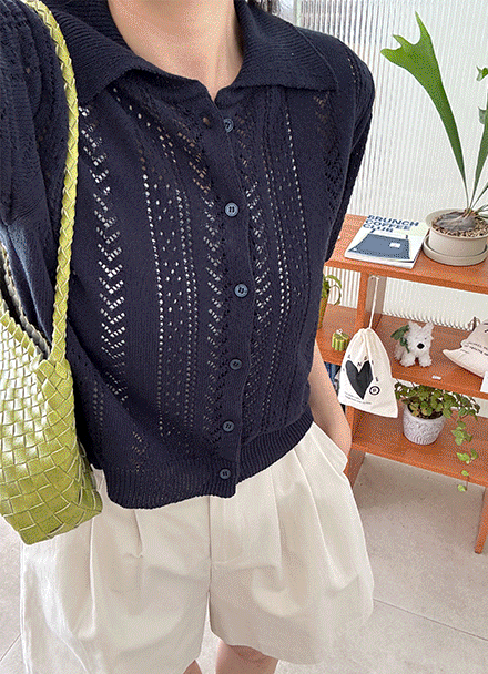 Vanilla Scratch Collar Short-sleeve Knitwear Korea