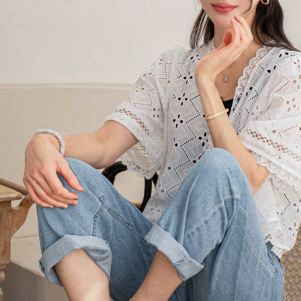 Punching lace Bolero String Cardigan