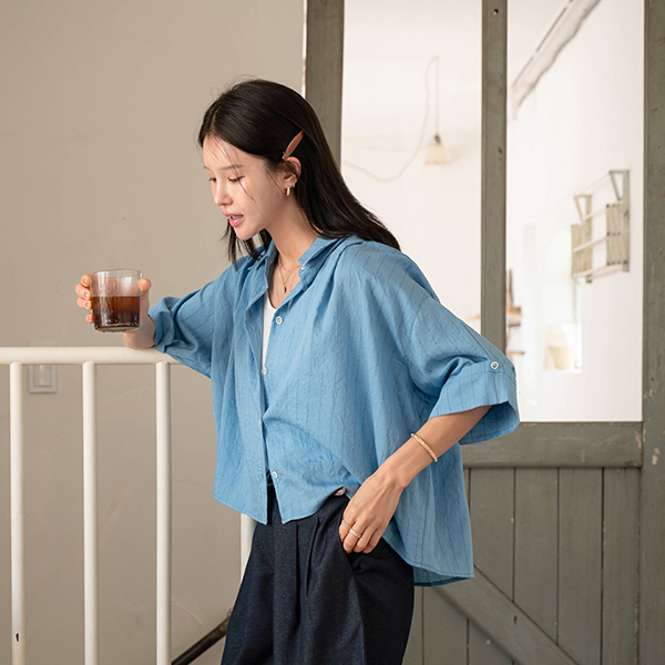 선셋 Stripe Rollup Shirt