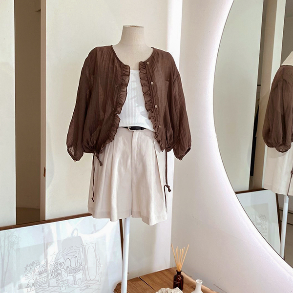 Linen Freel Cardigan Blouse