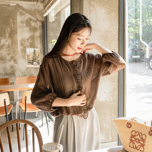 Linen Freel Cardigan Blouse