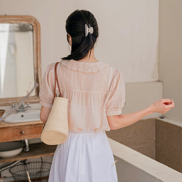 Airin Pleats Ribbon Blouse