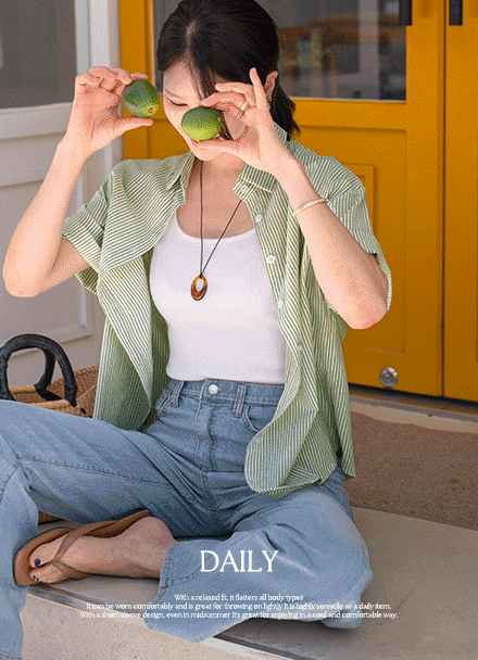 [Special Sale] Daily Stripe Short-sleeve Shirt Korea