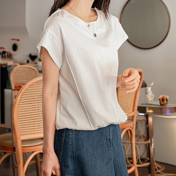 Cozy Pintuck Cap Sleeve T-shirt
