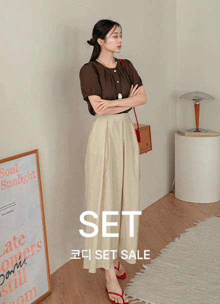 [코디SET] 바스락 맞주름 8부 Pants+사르르 핀턱 레이시 Blouse Korea