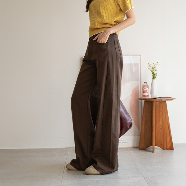 Page In-banding Wide Cotton Pants