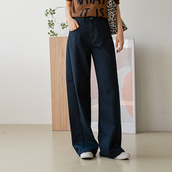 Page In-banding Wide Cotton Pants