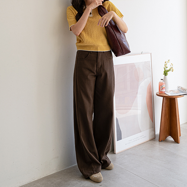 Page In-banding Wide Cotton Pants