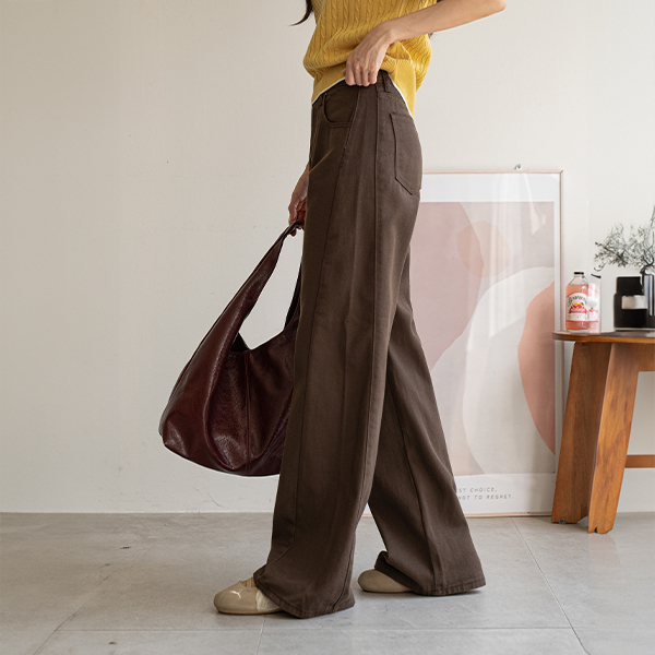 Page In-banding Wide Cotton Pants
