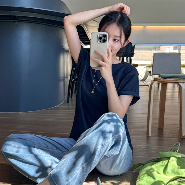 펜던트 자수 슬라브 Short-sleeve T-shirt