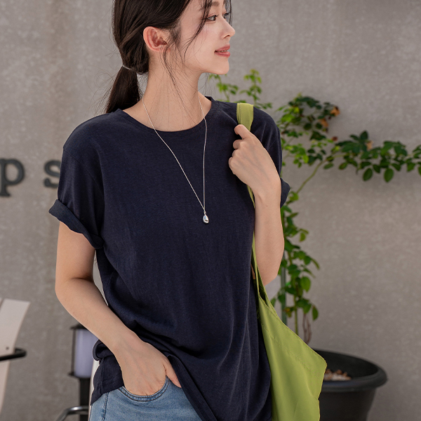 펜던트 자수 슬라브 Short-sleeve T-shirt