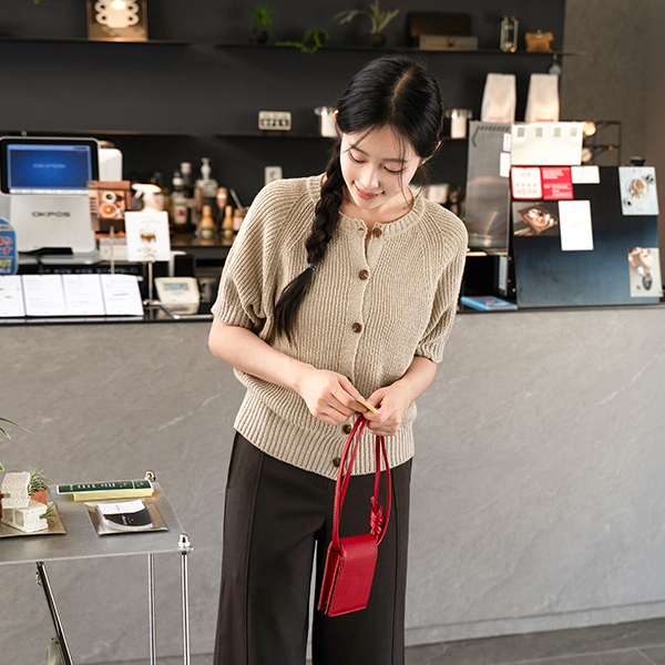 Basic Round Short-sleeve Cardigan