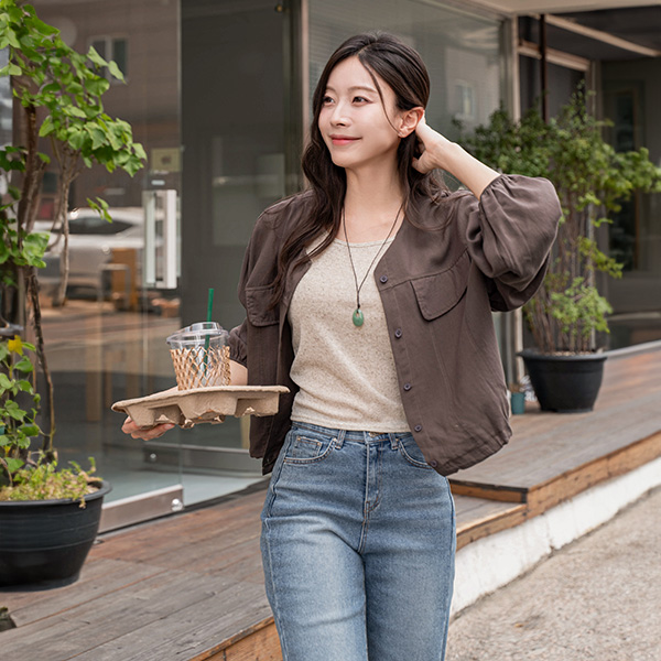 로렌 No collar Linen Shirt 나시세트